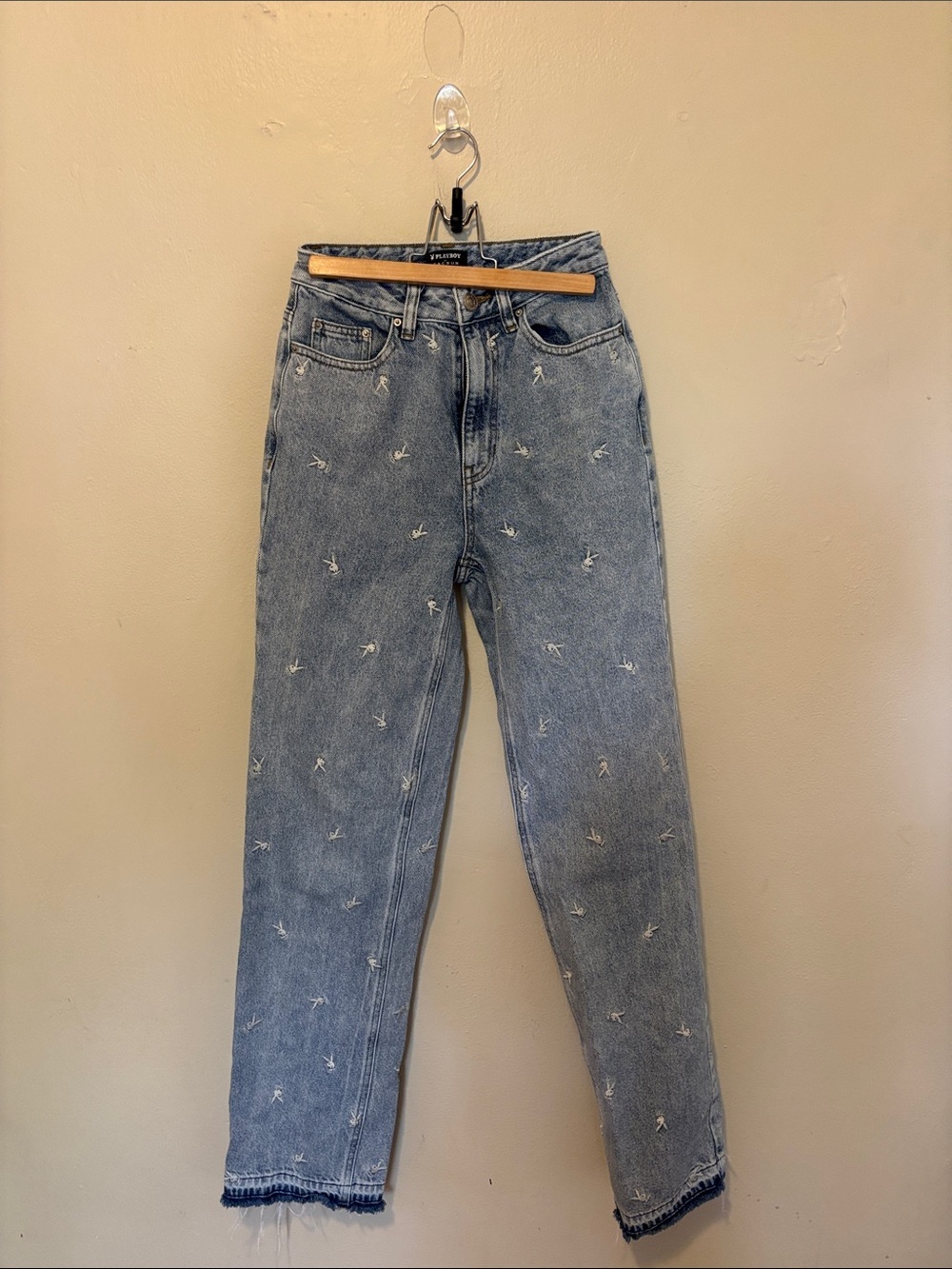 PacSun Light Blue Embroidered High-Waist Jeans